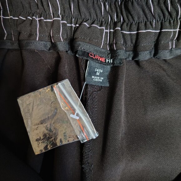 Curvie Fit Pants Womens Size 34x31 Medium Black Pink Plaid Stripe Loose Fit - Picture 7 of 13